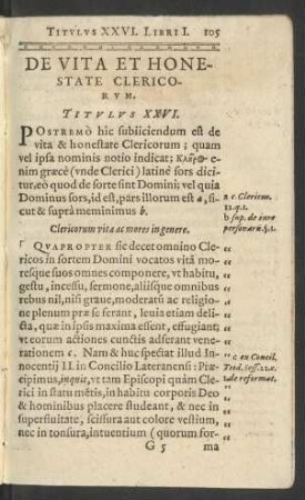 De Vita Et Honestate Clericorum. Titulus XXVI.