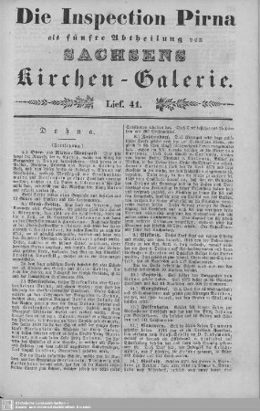 Dohna, 1. Birkwitz, 2. Krebs, 3. Groß-Luga, 4. Mügeln, Zschieren und Heidenau sowie die Hofaue : 41. Lieferung