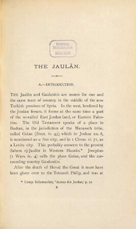 The Jaulân : surveyed for the German Society for the exploration of the Holy Land
