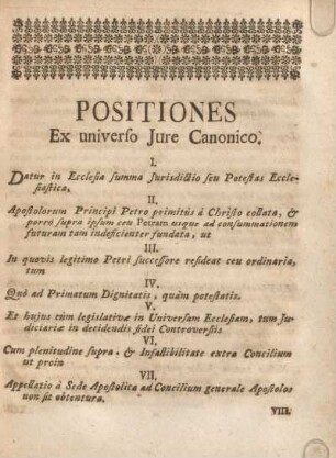 Poitiones ex universo jure canonico.