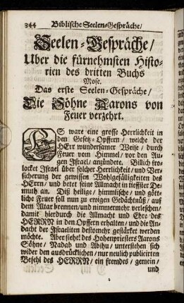 Uber die fürnehmsten Historien des dritten Buchs Mose.