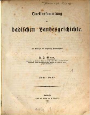 Quellensammlung der badischen Landesgeschichte, 1