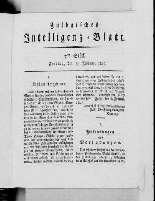 7tes Stück, Ausgabe vom 13. Februar, 1807