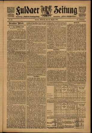 Zweite Ausgabe vom Mittwoch, den 30. August 1905.