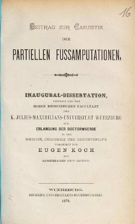 Beitrag zur Casuistik der partiellen Fussamputationen