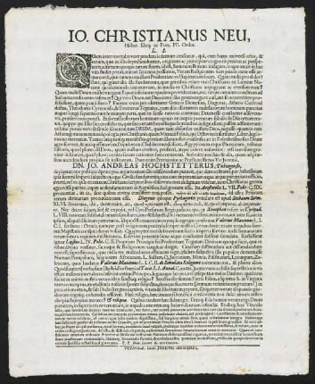 Io. Christianus Neu, Histor. Eloq. ac Poës. PP. Ordin. L. S.