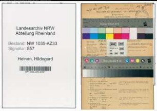 Entnazifizierung Hildegard Heinen , geb. 04.08.1895 (Bueroangestellte)