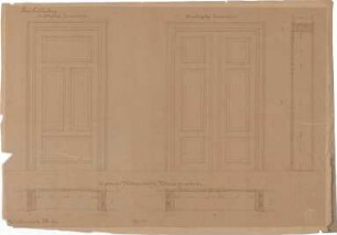 Reiffenstuel, Carl; München; Haus Tecklenborg - ein - u. zweiflügelige Zimmertür (Ansichten, Schnitte)