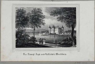 Das Schloss Moritzburg bei Dresden, Blick vom Ufer des Schlossteiches nach Südwesten, aus Zeitschrift Saxonia