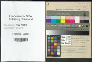 Entnazifizierung Josef Richarz , geb. 03.02.1899 (Postbeamter)