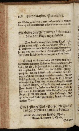 Eine kostbare Fleck-Saiffe, die Flecken aus den Kleidern damit zu bringen. - Abschieds-Schmauß.