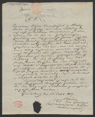 Brief an B. Schott's Söhne : 13.10.1819