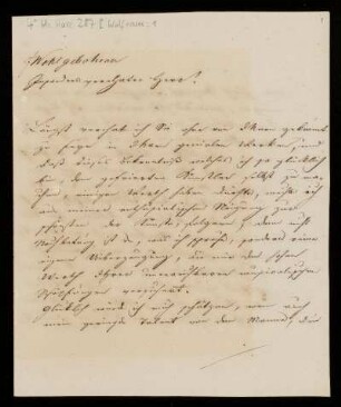 Brief von Joseph Wolfram an Louis Spohr