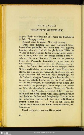 Fünfte Nacht. Gedichtete Mathematik