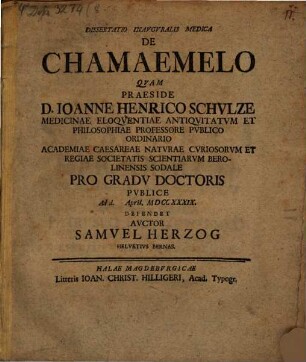 Disp. inaug. med. de chamaemelo