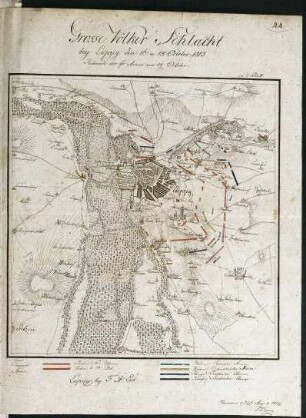WHK 33 Krieg mit Frankreich 1792-1805: Plan der Völkerschlacht bei Leipzig, 16. bis 19. Oktober 1813