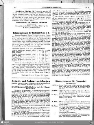 Steuertermine für November