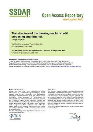 The structure of the banking sector, credit screening and firm risk