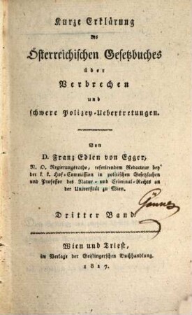 Kurze Erklärung des österreichischen Gesetzbuches über Verbrechen und schwere Polizey-Uebertretungen, 3. Kurze Erklärung des zweyten Theiles des österreichischen Gesetzbuches über Verbrechen und schwere Polizey-Uebertretungen