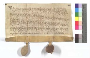 Urkunde des Abts Conrad für Heinrich Kürsener von Gündelbach, welchem das Kloster Herrenalb seine 14 Morgen Weingarten in der Markung des Dorfes Gündelbach zu einem Erblehen geliehen hat.