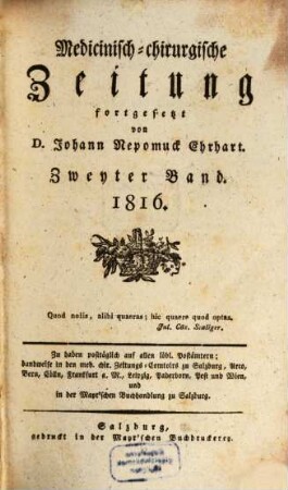 Medicinisch-chirurgische Zeitung. 1816, 2
