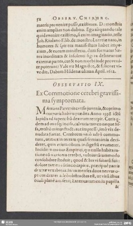 Observatio IX. Ex Commotione cerebri gravissima symptomata