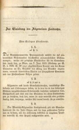 Zur Einleitung des Allgemeinen Landrechts