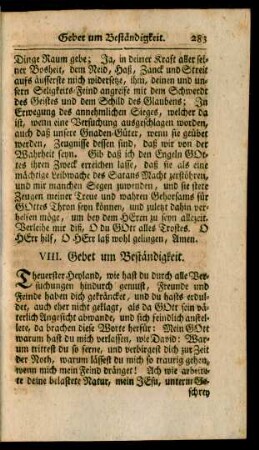 VIII. Gebet um Beständigkeit.