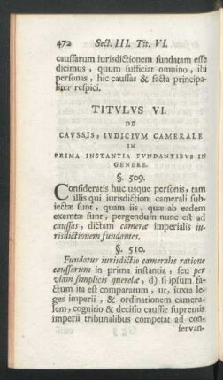 Titulus VI. De Caussis, Iudicium Camerale In Prima Instantia Fundantibus In Genere.