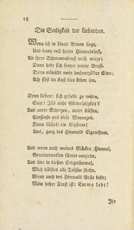 Die Seeligkeit der Liebenden.