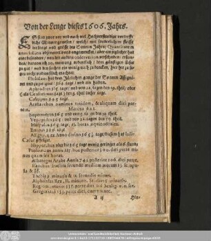 Von der Lenge dieses 1606. Jahrs.