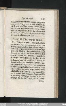 Lehrart, die Kriegskunst zu erlernen.