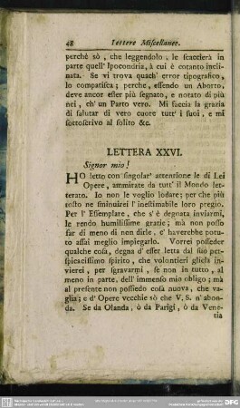 Lettera XXVI. Signor mio!