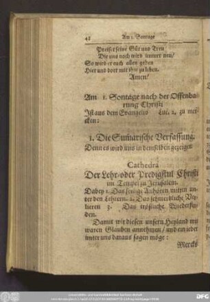Am 1. Sontage nach der Offenbarung Christi