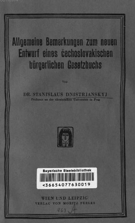 Allgemeine Bemerkungen zum neuen Entwurf eines čechoslovakischen bürgerlichen Gesetzbuchs