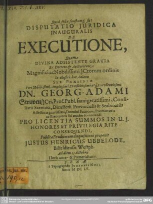 Disputatio Juridica Inauguralis De Executione