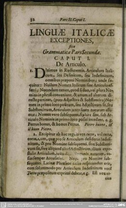 Linguae Italicae Exceptiones, sive Grammaticae Pars Secunda