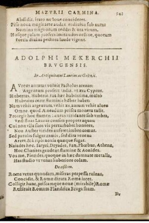 Adolphi Mekerchii Brugensis.