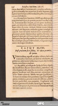 Caput XLVIII. Post prælium fieri solita, Vt data præmia, & poena