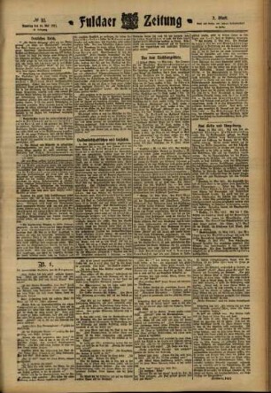 Zweite Ausgabe vom Dienstag, den 16. Mai 1911.