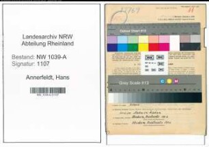 Entnazifizierung Hans Annerfeldt , geb. 08.11.1920 (Polizeibeamter)
