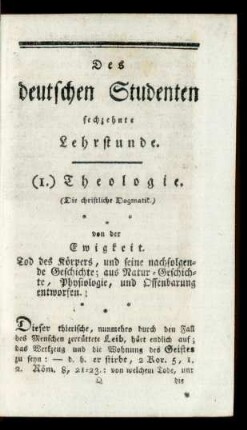 Des deutschen Studenten sechzehnte Lehrstunde