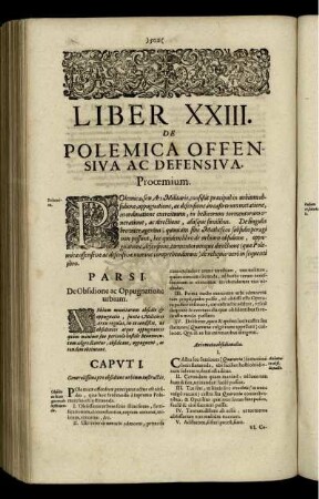 Liber XXIII. De Polemica Offensiva ac Defensiva.