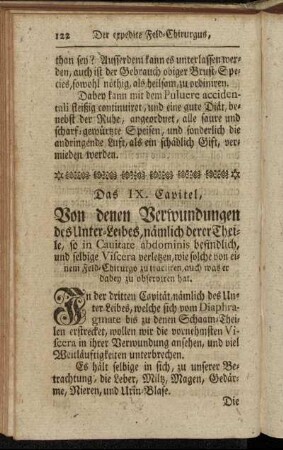 Das IX. Capitel, Von denen Verwundungen des Unter-Leibes,[...]