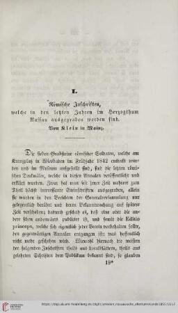 4: Römische Inschriften, welche in den letzten Jahren im Herzogthum Nassau ausgegraben wurden