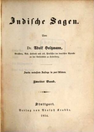Mahābhārata : Indische Sagen. Von Adolf Holtzmann. 2