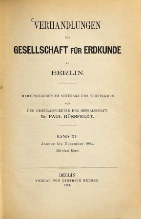 Verhandlungen. 11. 1884, Jan. - Dez.