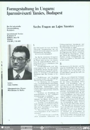 Iparmüvészeti Tanács, Budapest (Interview) : Formgestaltung in Ungarn