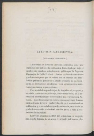 La revista farmacéutica. : (Publicación trimestral.)