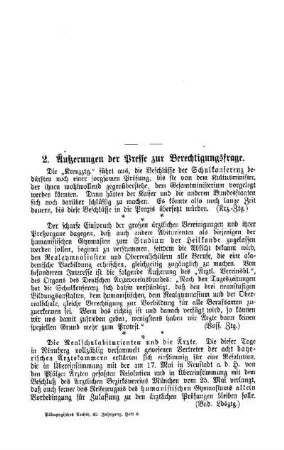 Äußerungen der Presse zur Berechtigungsfrage : Sprechsaal